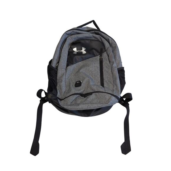 Under Armour Hustle 4.0 Backpack Gray Black Bag Activewear Gym Workout Travel - Picture 1 of 7